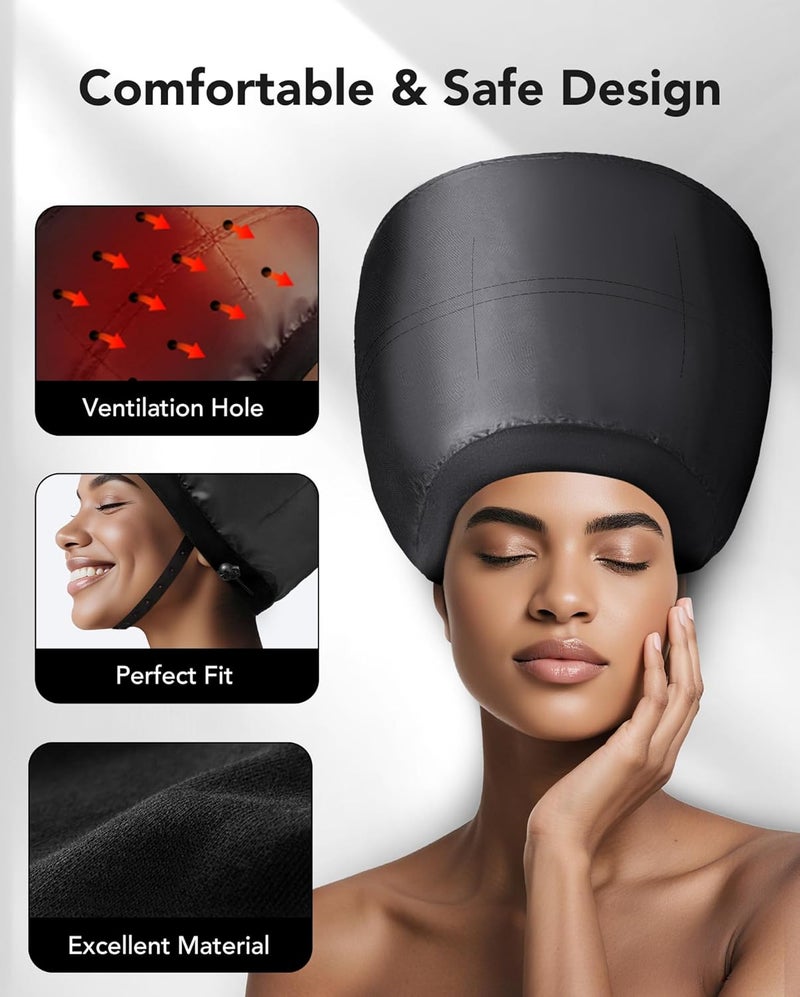 aopow Hooded Hair Dryer for Deep Conditioning - Headband Integrated Hair Bonnet Diffuser Cap Speeds Up Drying Time Adjustable Hair Dryer Caps Safety at Home Fast Drying Portable - Image 5